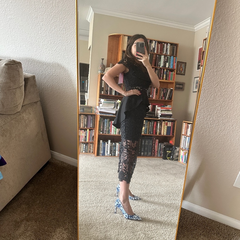 Black Lace/Cotton Long Dress